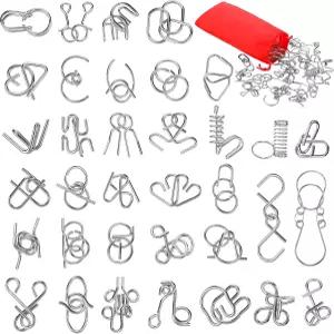 이요그 메탈 브레인 티저 퍼즐 36종 세트 파우치 스틸 IQ 게임 물리학 마인드 바구니 스타킹 스터퍼 소년