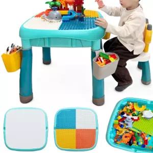 3세 4세 유아 블럭 장난감 수납 양면 책상 의자 세트 키즈 4살 학습용 유치원 3살