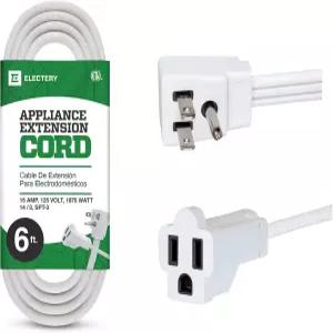 헤비 듀티 가전 연장 코드 14 AWG 3프롱 접지 플랫 플러그 실내 에어컨 및 모든 주요 가전제품을 위한 흰색