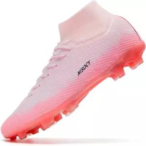 NISOCY 남자 여자 축구화 회사 그라운드 프로 운동화 실내/야외 청소년 풋살용 클리츠