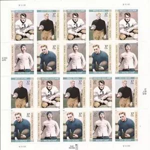 초기 풋볼 히어로즈 브롱코 나구르스키 어니 네버스 월터 캠프 레드 그레인지 20장 37센트 미국 우표 2003