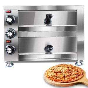 가정용 스테인리스 스틸 2단 피자 오븐용 일반 육텐 전기 조리대 오븐 실내 상업용 메이커 기계, 1100W, 실버