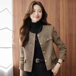 여성자켓 가을 겨울 숏 정장 코트 고급스러움 라운드넥 오피스룩 상의 심쿵해외구매