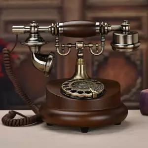 레트로 원목 무선 인테리어 전화기 전화기 다이얼식 유럽풍