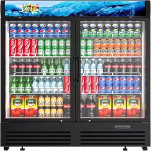 로키치 상업용 음료 냉장고 2 유리문 36Cu.ft 업라이트 디스플레이 머천다이저 LED 조명이 있는 쿨러 잠금