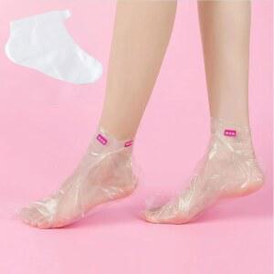 400팩 일회용 플라스틱 풋 커버 - 누수 방지 파라핀 왁스 라이너, 미끄럼 디자인의 보습 양말, 페디큐어, 스파, 크랙 힐 케어 및 신발 시험용(스티커 400개 포함)