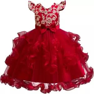 AK 패션 플라워 걸 드레스 결혼식 크리스마스 310Y를 위한 자수 툴레가 달린 리틀 걸스 스페셜 이벤트