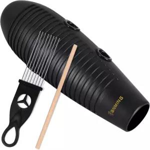 랜밍 기로 악기 3.9x13인치 슈퍼 물고기 모양의 라틴 타악기 초보자와 음악 애호가를 위한 2개의 스크래퍼