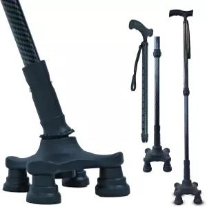 닥터 에이드 삼각대와 남녀용 포팟 워킹 지팡이 프리미엄 카본 파이버 블랙 접이식 및 조절 가능한