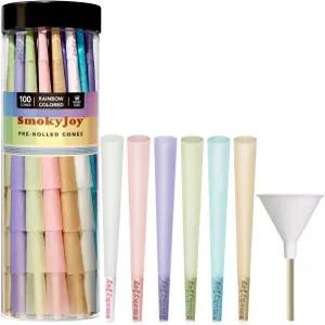 콘 롤링 킹 사이즈 종이 필터 팁과 포장 튜브가 포함된 100팩 컬러풀 프리롤 롤 포함