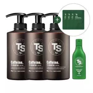 [티에스] TS 카페인 샴푸 500g 3개 + TS 골드플러스 샴푸 100g 1개 + 저스트 TS 샴푸 샤쉐 6g 4개
