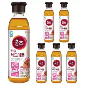 대상 청정원 홍초 저당 레드애플 500ML x 6개사과식초 음료 희석 과일