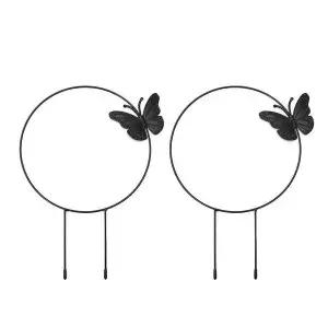 [콩심팥심]나비 식물 지지대 2p 세트 원형 식물지주대 꽃지주대 꽃지지대