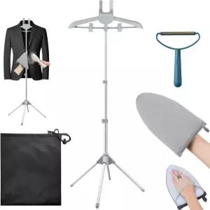 접이식 의류 스티머 행거 스탠드 다림질 장갑 보풀 제거제 및 보관 가방 정장 셔츠 오버코트 조끼용 클립