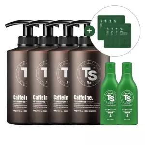 [티에스] TS 카페인 샴푸 500g 4개 + TS 골드플러스 샴푸 100g 2개 + 저스트 TS 샴푸 샤쉐 6g 8개