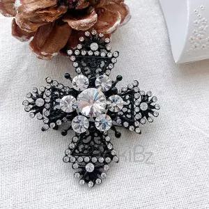 [타키비즈] 앤틱 블랙 큐빅 십자가 브로치 (목걸이 겸용)