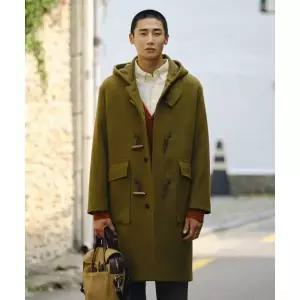 [하프클럽/디엠스]후드 더플 WOOL 코트_다크 옐로우(오버핏)_LCTVD64OSY