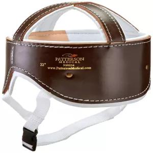 샘몬스 프레스턴 보호 헬멧 22인치 가죽 헤드피스로 머리를 혹과 멍 조절 가능한 턱 스트랩과 흰색 펠트
