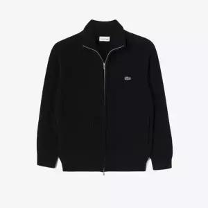 정품  라코스테 남성 립조직 풀집업 가디건 블랙 AH155E-55N031