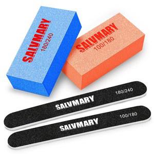 네일 파일 및 버퍼 세트, 100/180 180/240 그릿 양면 에머리 보드 블록 매니큐어 도구 키트 4Pcs