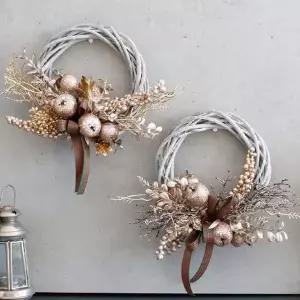 사과장식 LZD730V3 크리스마스리스 조화장식 성탄절 트리용품