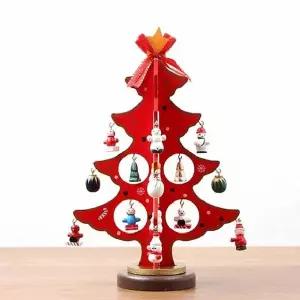 탁상용 VCP655B5 크리스마스 원목트리 빨간방울 오너먼트(25cm)