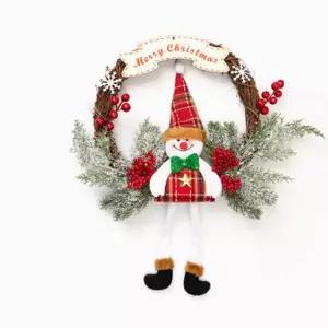 크리스마스 DKP382K0 원형 리스 벽장식 도어소품 (리스 눈사람)