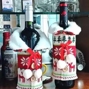 크리스마스 SHS312D5 커버 성탄절 니트 와인병 리본트리 송년