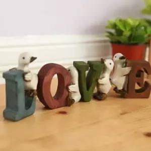 홈가든 NYP405L8 오리장식세트(LOVE) 빈티지 테이블 협탁소품