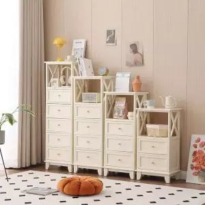 라탄 서랍장 폭좁은 틈새 캐비닛 수납함 우드 안방 침실 슬림 거실