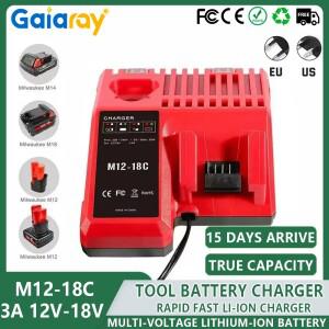 밀워키 M12-18C 듀얼 포트 리튬이온 배터리 M12 M18용 충전기 3A 12V 14V 18V 다중 전압 교체