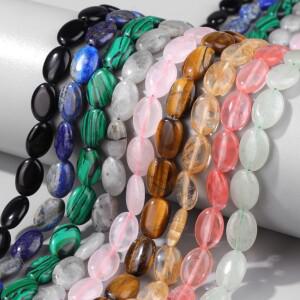 플랫 타원형 스톤 비즈, 천연 로즈 쿼츠, 에피도트, 로도나이트 루즈 스페이서 맞춤 쥬얼리 제작, 수제 공