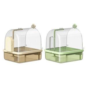 앵무새 욕조 목욕통 모이통 충전식 투명 다기능 퀘이커 탈착이 6개 걸이형 코튼 유도 외부