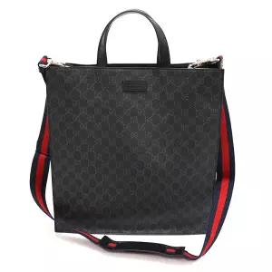 Gucci(구찌) 495559 블랙 GG 수프림 캔버스 블랙 레더 토트 2WAY