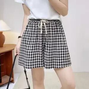 [라일리여성의류] Rly 레이디스러블리한 허리밴딩 체크패턴 유니크 숏팬츠