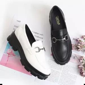 니트로퍼 키높이 워커 단화 경량 은색 장식 스트릿 통굽 구두