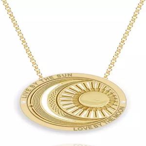 유니로그 멀리스트 선 문 스타 타로 라운드 펜던트 목걸이 인사이드 쿨 18K 금 도금 스테인리스 스웨터