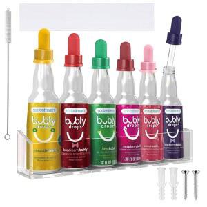 소다스트림 버블 드롭용 6팩 드롭퍼 피펫이 맛 홀더, 아크릴 유리 홀더 마운트 조리대 병 있는 정리함