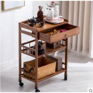 이동식 선반 마차 B형 커피색 연노랑 다기 주방카트 트레이
