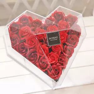 하트 장미 플라워박스 레드 생일 기념일 비누꽃 선물상자 비누 카네이션 용카네이션 조화 부모님 어버이날