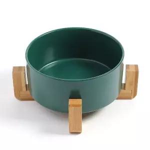 반려동물 도자기식기 물그릇 우드받침 16cm 애견물그릇 반려견