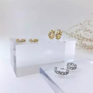 [토끼귀상점] 체인꼬임 귀걸이 귀찌 2종 세트