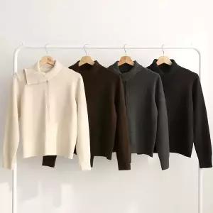 [하프클럽/옷자락]여성 골지 언발란스 카라넥 비스코스 일상복 가디건