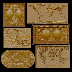 CNC 라우터 Aspire Artcam Cut3D Vcarve Earth Map 3D 모델용 7PC STL 세계 지도