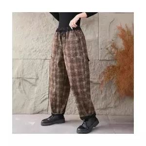 몰도 여자 배기핏 청바지 체크 겨울 빈티지 슬림핏 바지 배기 젠4