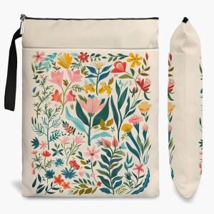 플라워 패턴 책 소매, 애호가 선물 지퍼가 달린 페이퍼백 방수 커버와 여성 교사 생일 졸업식 크리스마스 선물용 프론트 포켓 파우치(야생화1603)