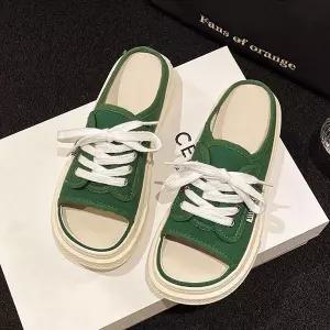 여성 뮬 디자인 끈 패션 스니커즈 LKL2 보드화 슬립온 RQw9+6LZp