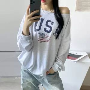 [유야]여성 USA 오프숄더 맨투맨 티셔츠 -FTS0959- 봄 가을