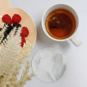 화이트 대리석 코스터 원형 컵받침 진열대 찻잔받침대