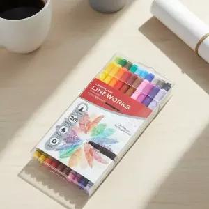 라인웍스 0.3mm 화인라이너 수성 사인펜 20색 세트